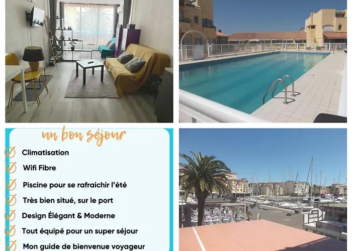 Sur Le Port, Climatisation, Wifi, Piscine, Lave-linge Appartement *