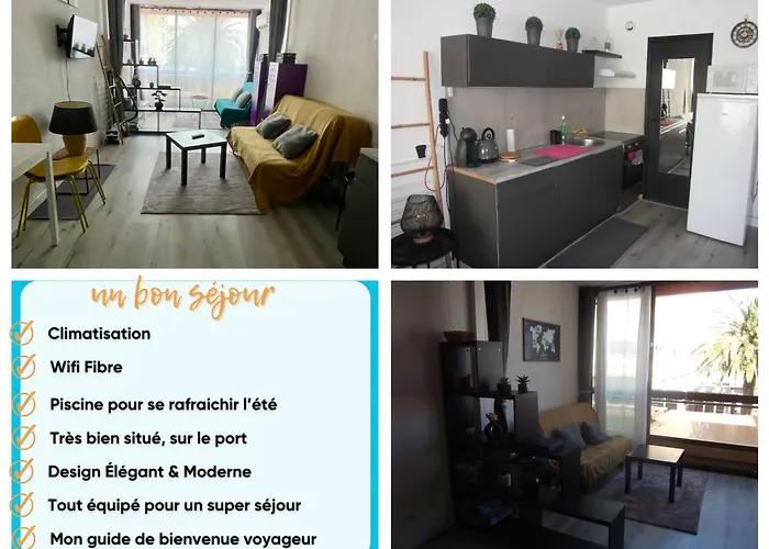 Sur Le Port, Climatisation, Wifi, Piscine, Lave-linge Appartement Gruissan